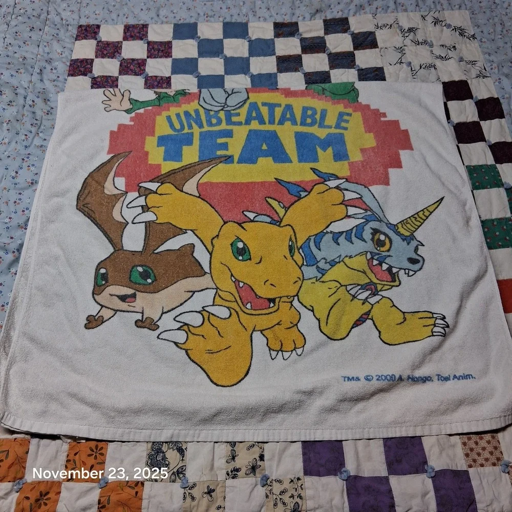 Vintage Digimon Digital Monsters Bath Towel Y2K 2000 Unbeatable Team H2F‎
